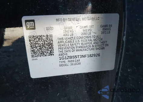 2022 Chevrolet Malibu Fwd Ls from USA, damaged, VIN 1G1ZB5ST3NF182926